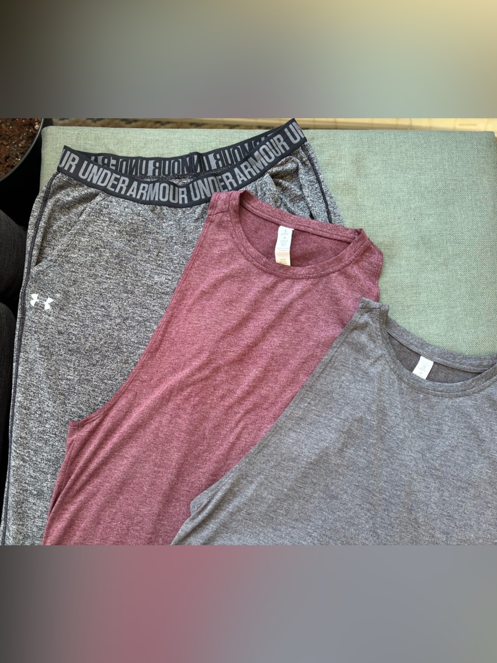 Under Armour Grey Joggers Bundled with Maroon & Grey Tanks